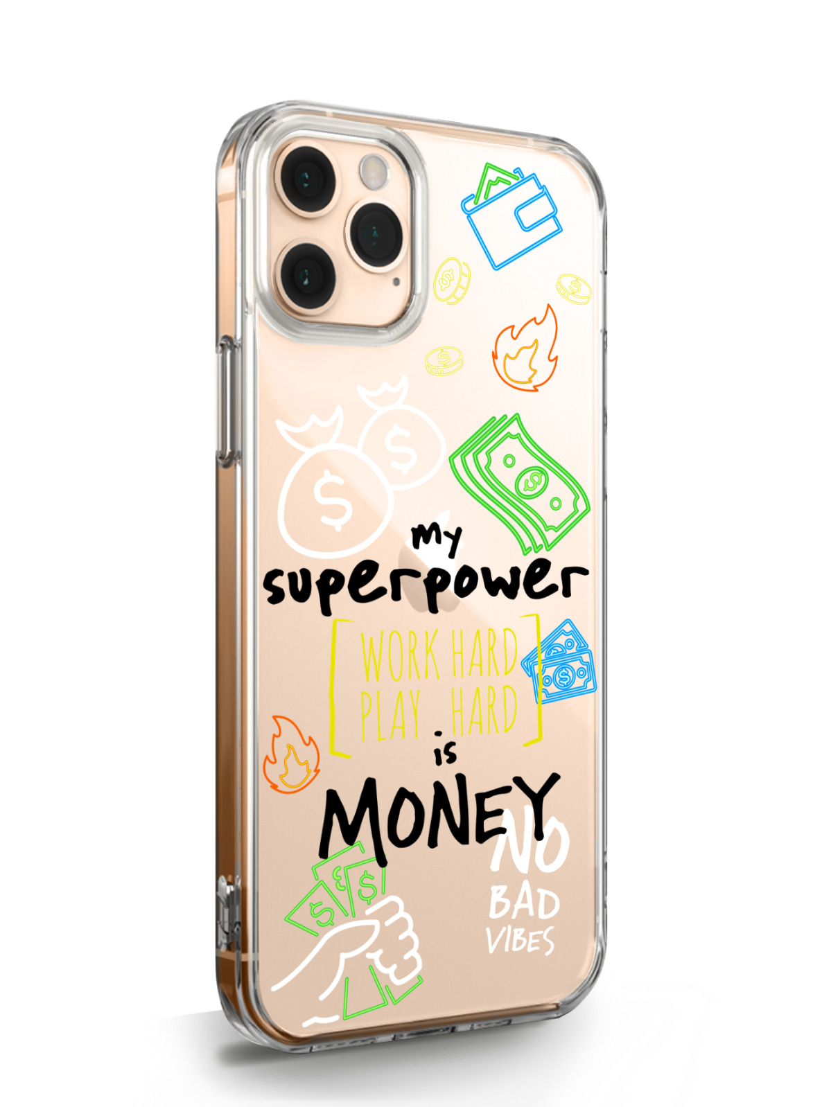 фото Чехол musthavecase для iphone 11 pro max my superpower is money прозрачный