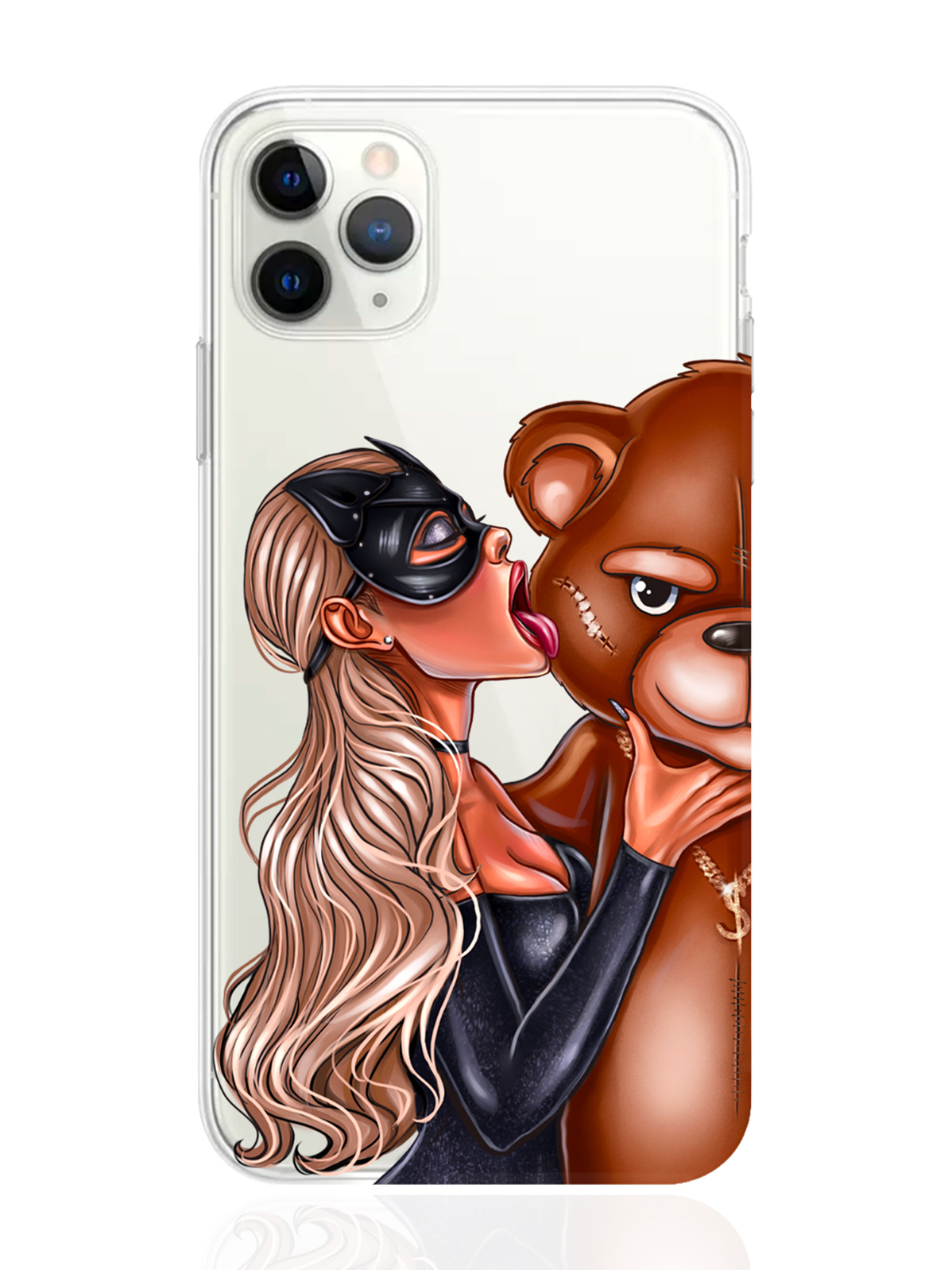 фото Чехол musthavecase для iphone 11 pro max кошечка блондинка и мишка прозрачный