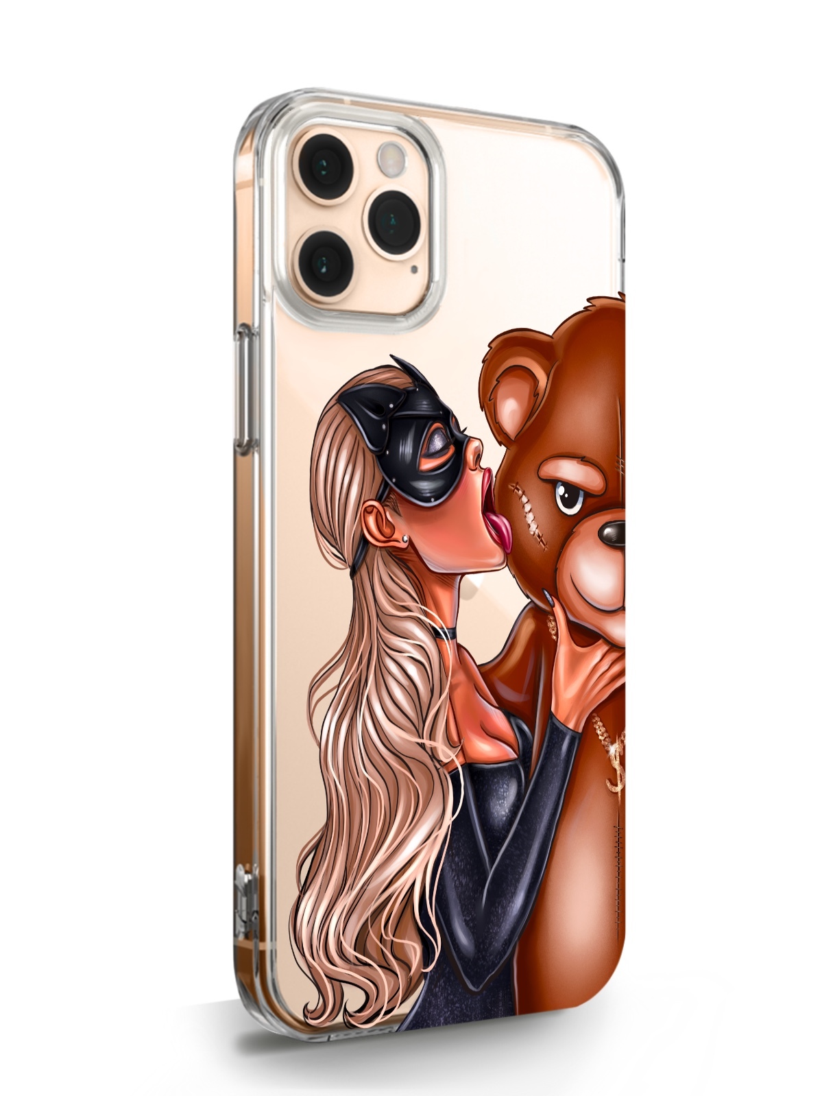 фото Чехол musthavecase для iphone 11 pro max кошечка блондинка и мишка прозрачный