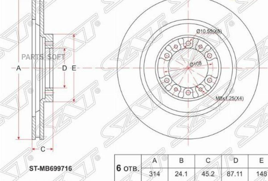 

SAT Диск тормозной перед MITSUBISHI PAJEROSPORT 3.5/2.8D/V23/43/46/K9 /96-