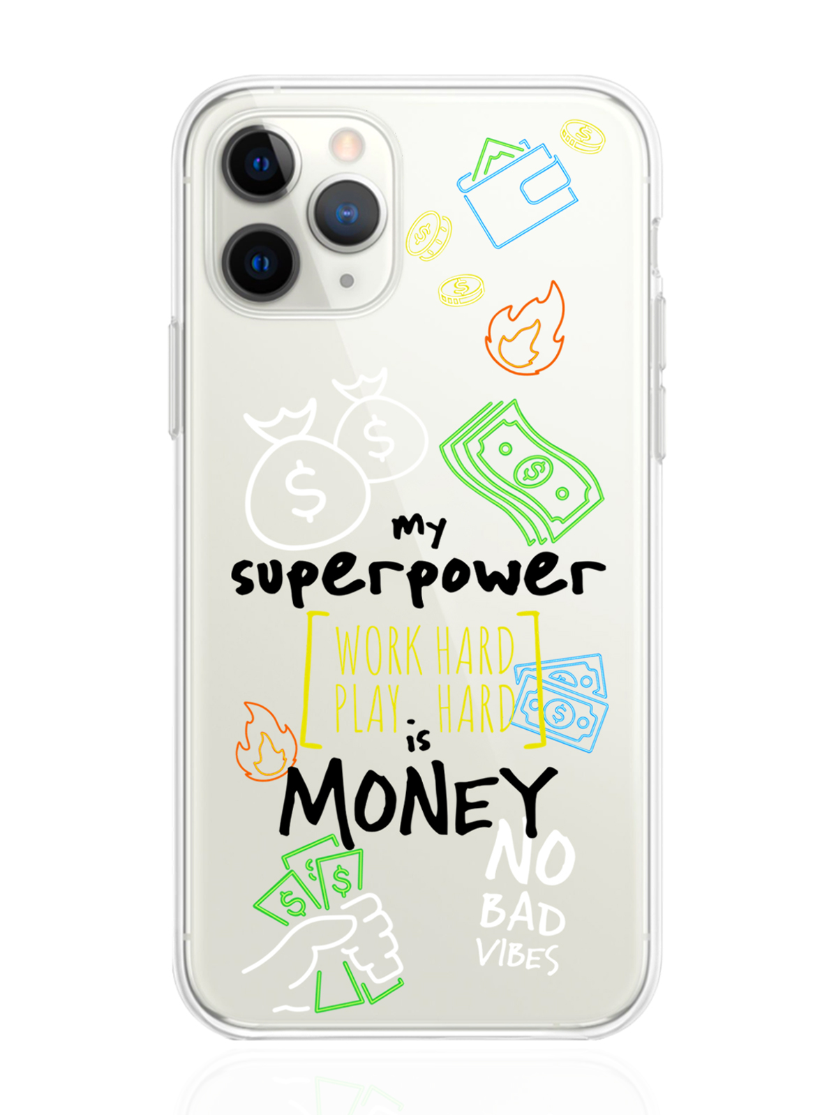 фото Чехол musthavecase для iphone 11 pro my superpower is money прозрачный