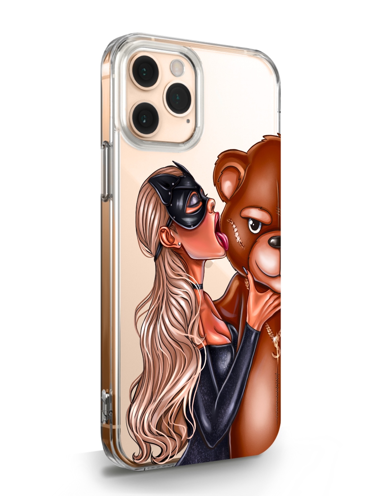 фото Чехол musthavecase для iphone 11 pro кошечка блондинка и мишка прозрачный