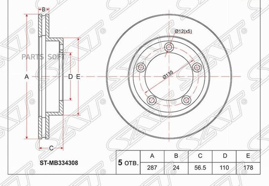 

Диск Тормозной Перед Mitsubishi Canter Fb51#/568/637/668/Fe51/53 Sat арт. ST-MB334308