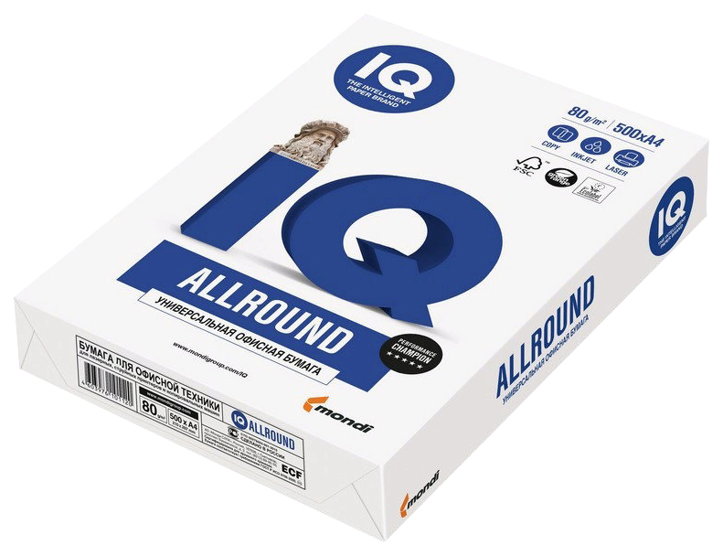 фото Бумага для офисной техники iq allround а4 марка в 80 г/м2 500 листов