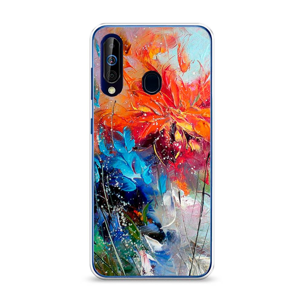

Чехол на Samsung Galaxy A60 "Абстрактные цветы", Оранжевый;синий, 28250-4