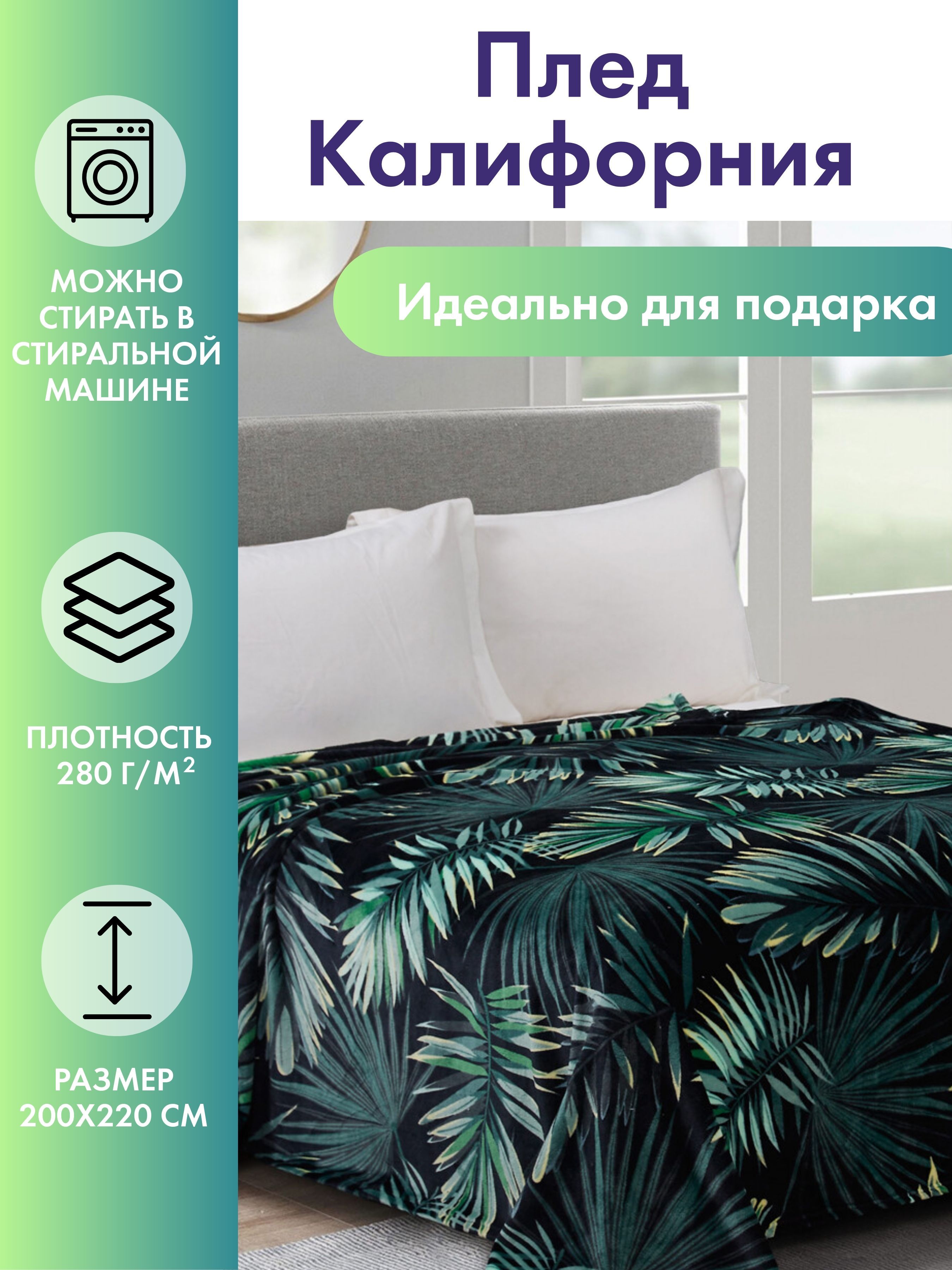 Плед на кровать 200х220 Cleo Home California Collection евро велсофт