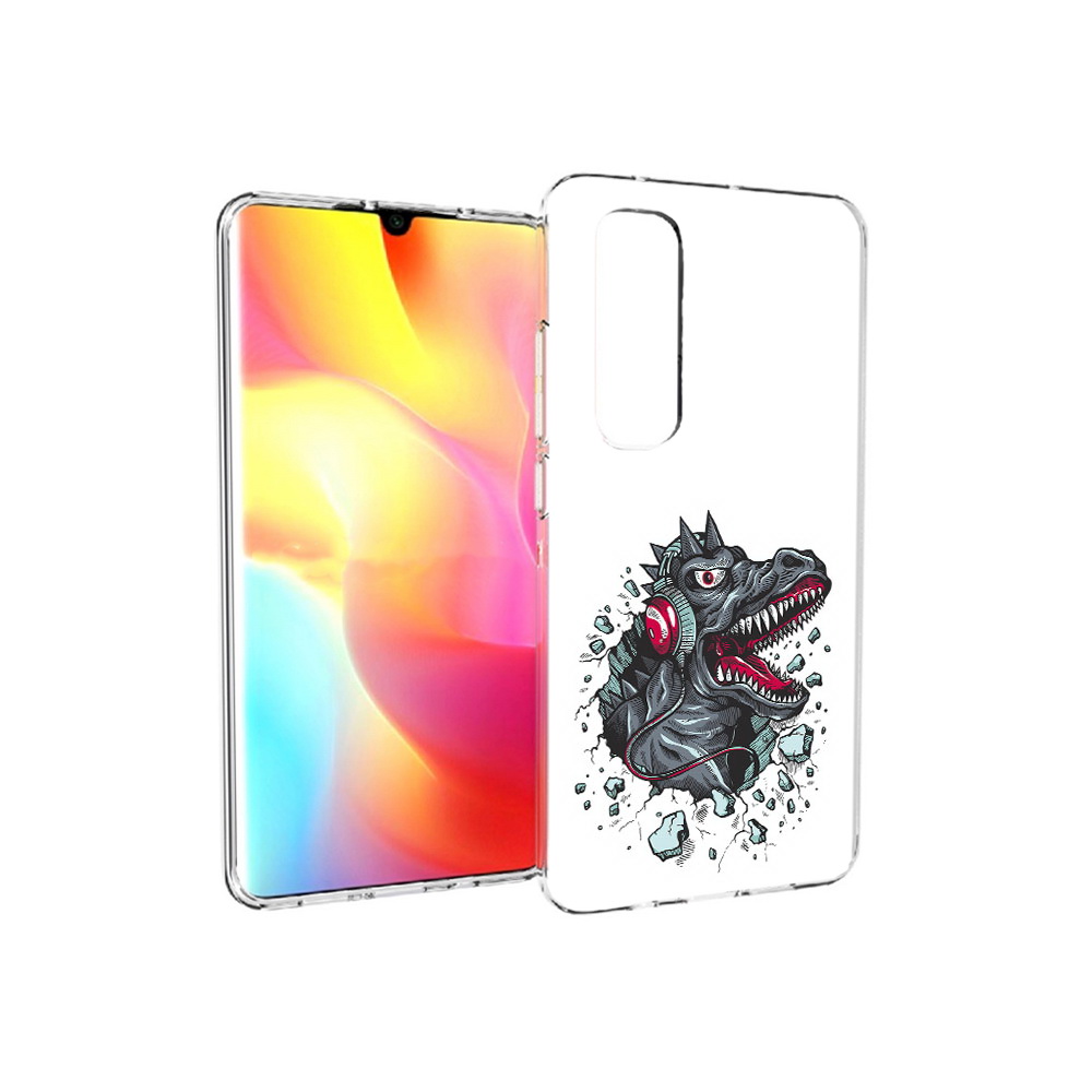 

Чехол MyPads Tocco для Xiaomi Mi Note 10 Lite Нарисованный динозавр в наушниках, Прозрачный, Tocco