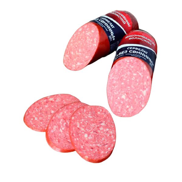 

Колбаса варено-копченая Волжский Мясокомбинат сервелат, без свинины, в вакууме, 350 г