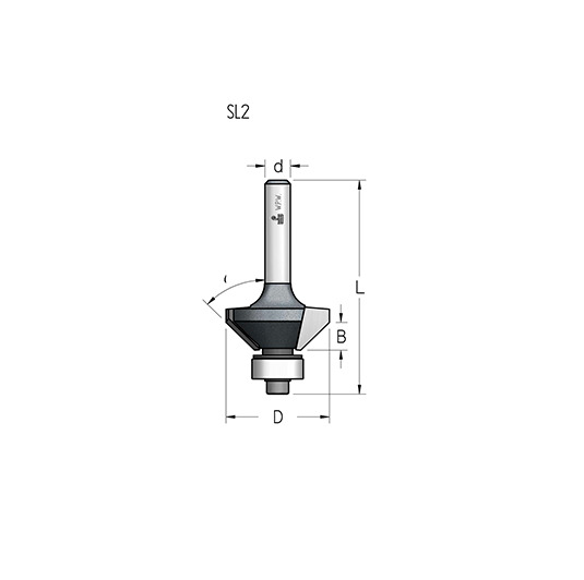 

Фреза WPW (ВПВ) SL24503 фаска угловая 45 гр B6 Z2 хвостовик 6