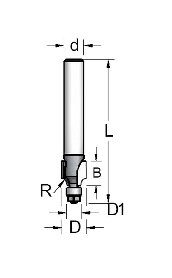 

Фреза WPW (ВПВ) RW00163 радиусная R1,6 D8 B7 микроподшипник хвостовик 6