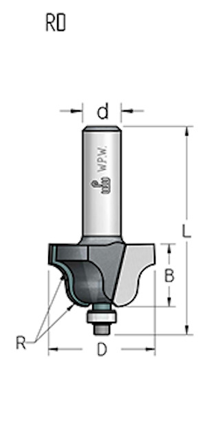 

Фреза WPW (ВПВ) RD04005 римский профиль R4 D25,4 B14,5 с подшипником хвостовик 8