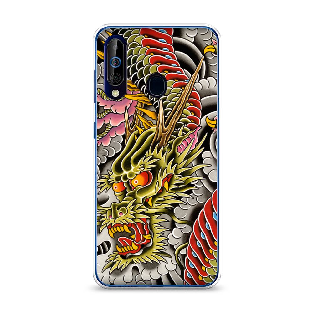 

Чехол на Samsung Galaxy A60 "Японский дракон", Желтый;розовый;красный, 28250-4