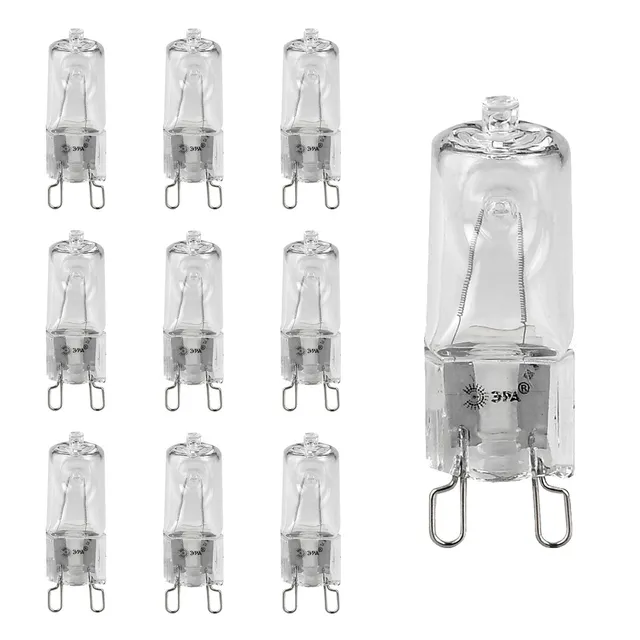 

Лампочка ЭРА G9-JCD-40-230V-CL, Нейтральный белый свет, G9, 40 Вт, Галогенная, 10 шт.