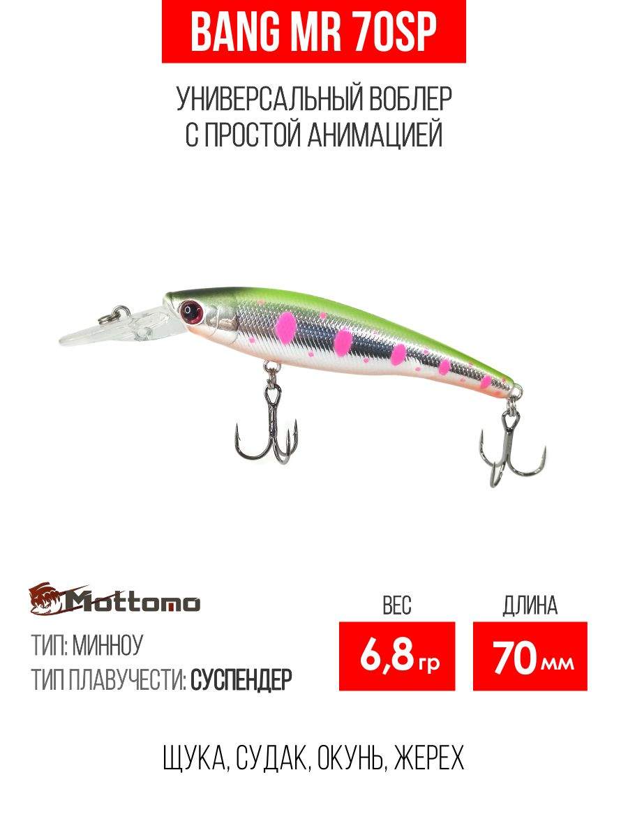 

Воблер Mottomo Bang MR 70SP 6,8g Chart Silver Tiger, Разноцветный, Bang MR