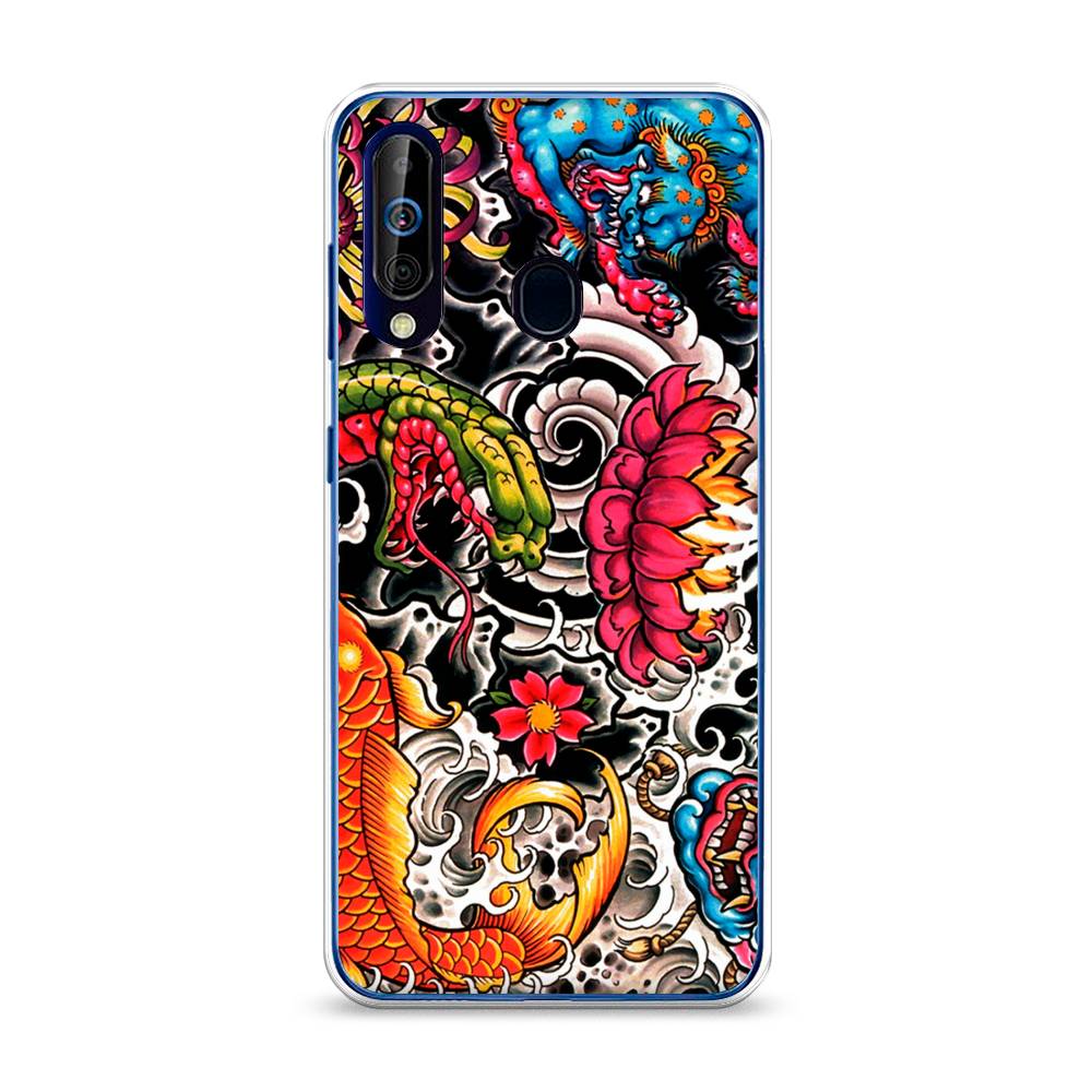 

Чехол на Samsung Galaxy A60 "Японское искусство", Красный;оранжевый;голубой, 28250-4