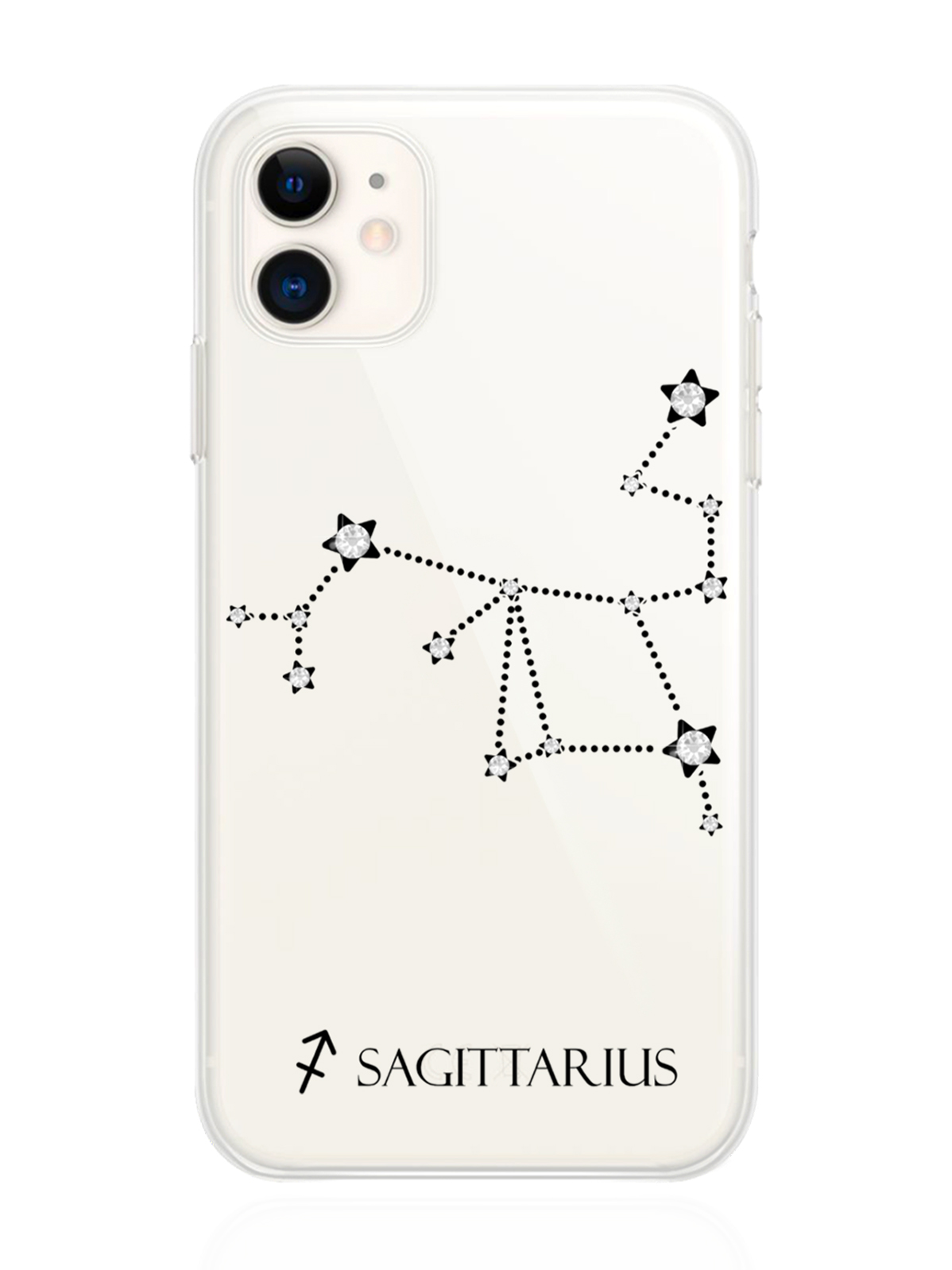 фото Чехол с инкрустацией кристаллами lux для iphone 11 стрелец sagittarius musthavecase