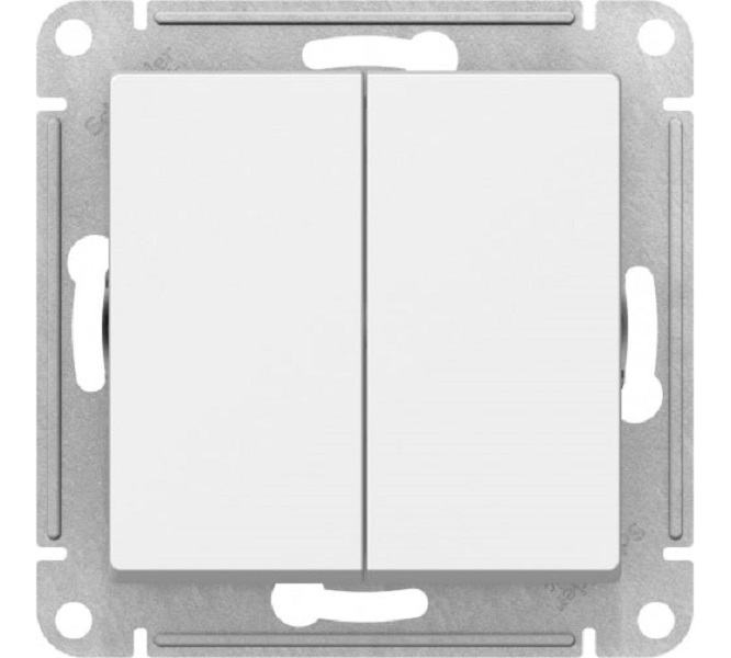 фото Выключатель systeme electric atlasdesign 2-клавишный механизм белый atn000151