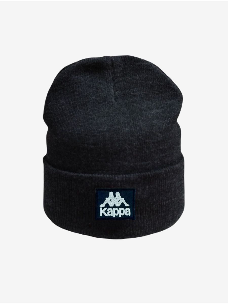 Шапка бини мужская Kappa 001 реплика черно-серая one size