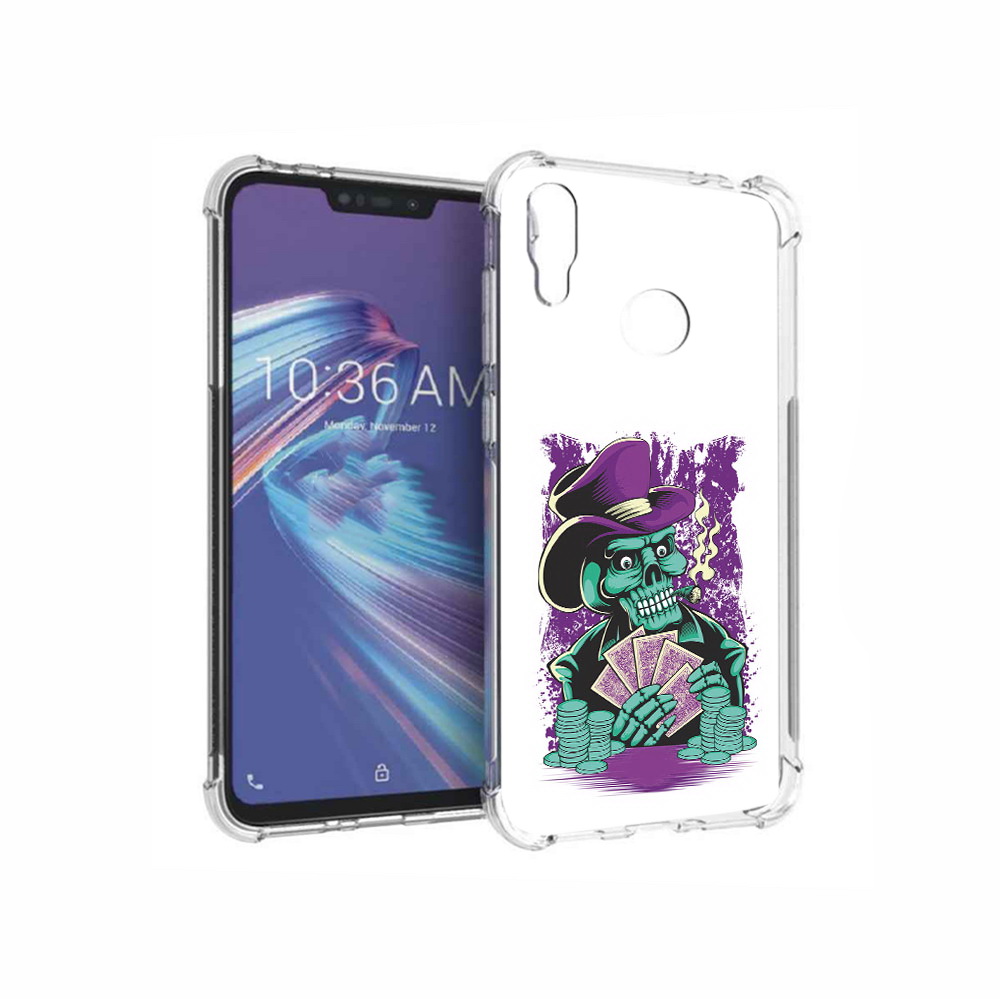

Чехол MyPads Tocco для Asus ZenFone Max M2 (ZB633KL) зеленый череп с картами, Прозрачный, Tocco