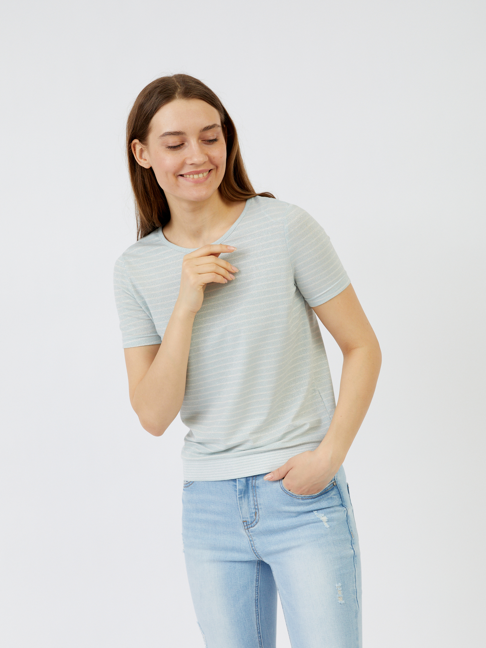 

Футболка женская Zolla z02123325915361S0 голубая 2XL, z02123325915361S0