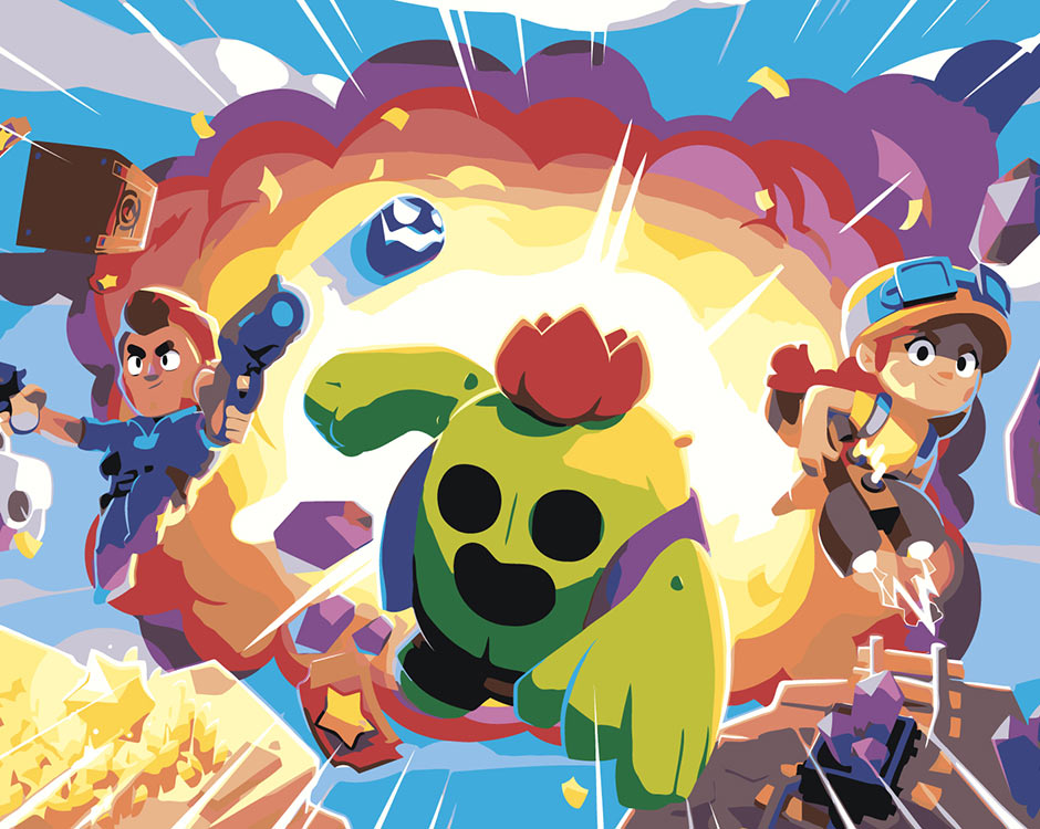 

Картина по номерам Цветное Brawl Stars Бравл Старс: Спайк, Джесси