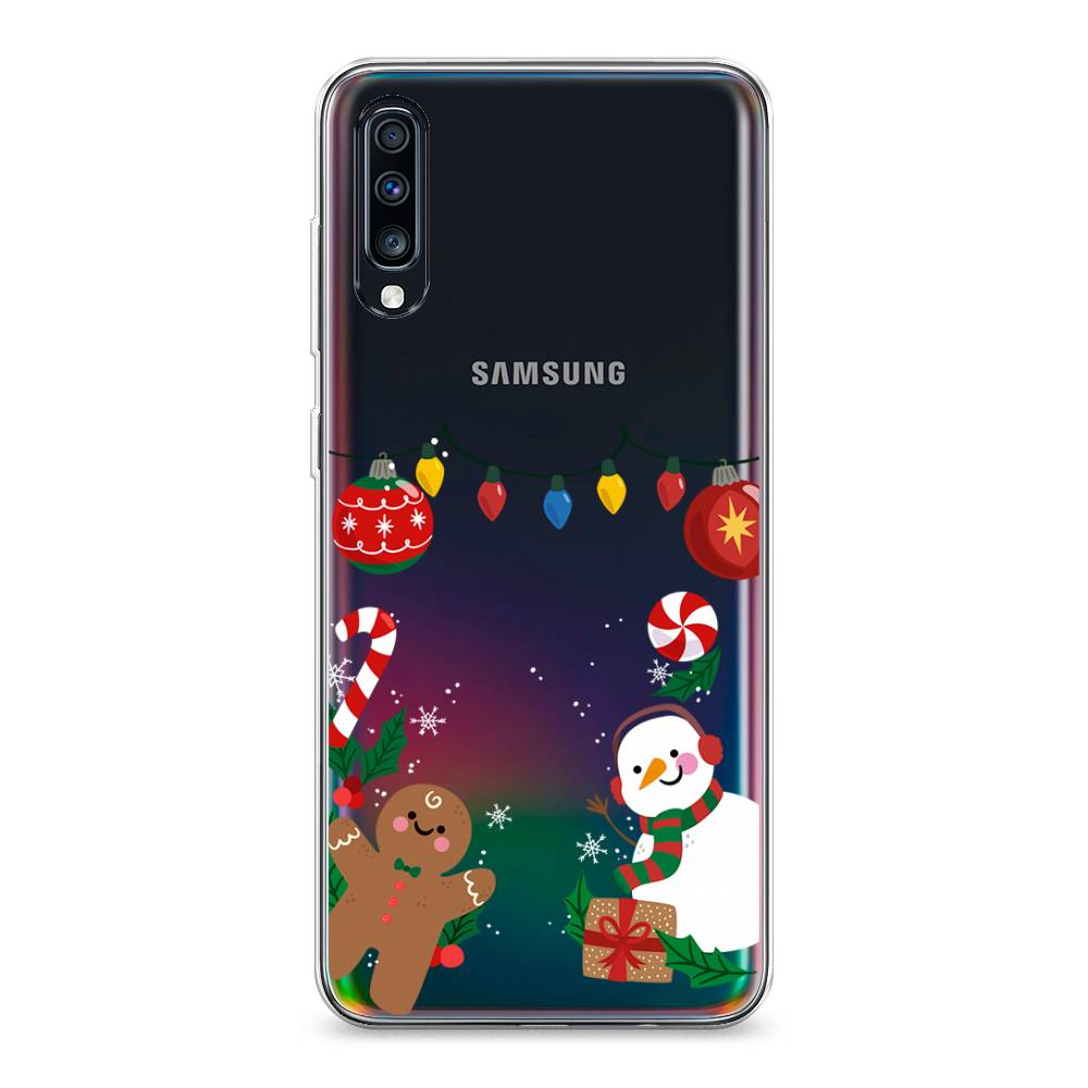 

Чехол на Samsung Galaxy A70 "Новогоднее настроение", Коричневый;красный;зеленый, 28150-5