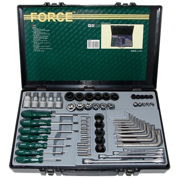 

Набор инструмента FORCE звездочка, 1/2", 3/8", 1/4", 51пр.