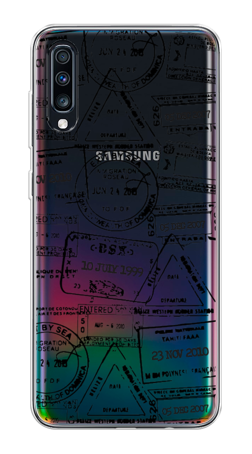

Чехол на Samsung Galaxy A70 "Visa stamps 2", Белый;черный;серый, 28150-2