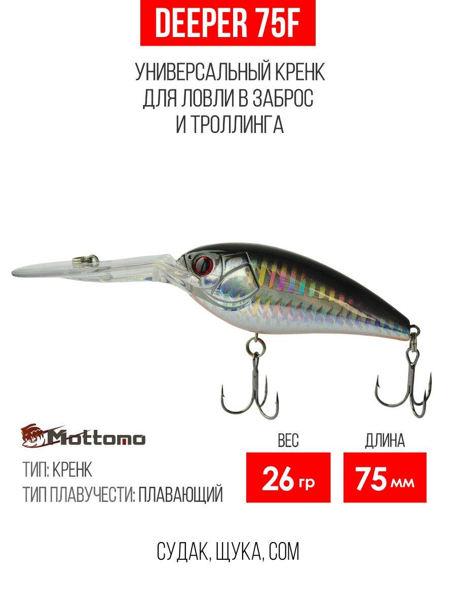 

Воблер Mottomo Deeper 75F 26g Silver Fish, Разноцветный, Deeper