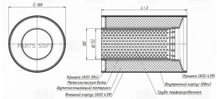 

TRIALLI Пламегаситель коллекторный 100100-55 (нерж. алюм. сталь) (ESM 10010055)