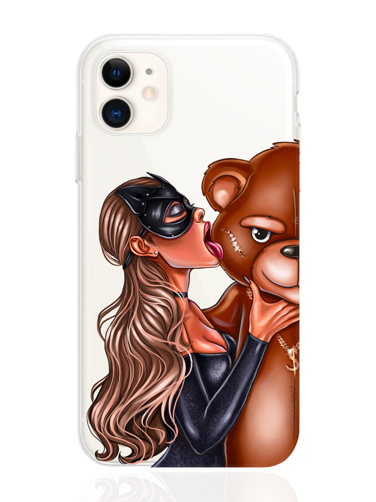 

Чехол MustHaveCase для iPhone 11 Кошечка русая и мишка прозрачный, iPhone 11 Кошечка русая и мишка