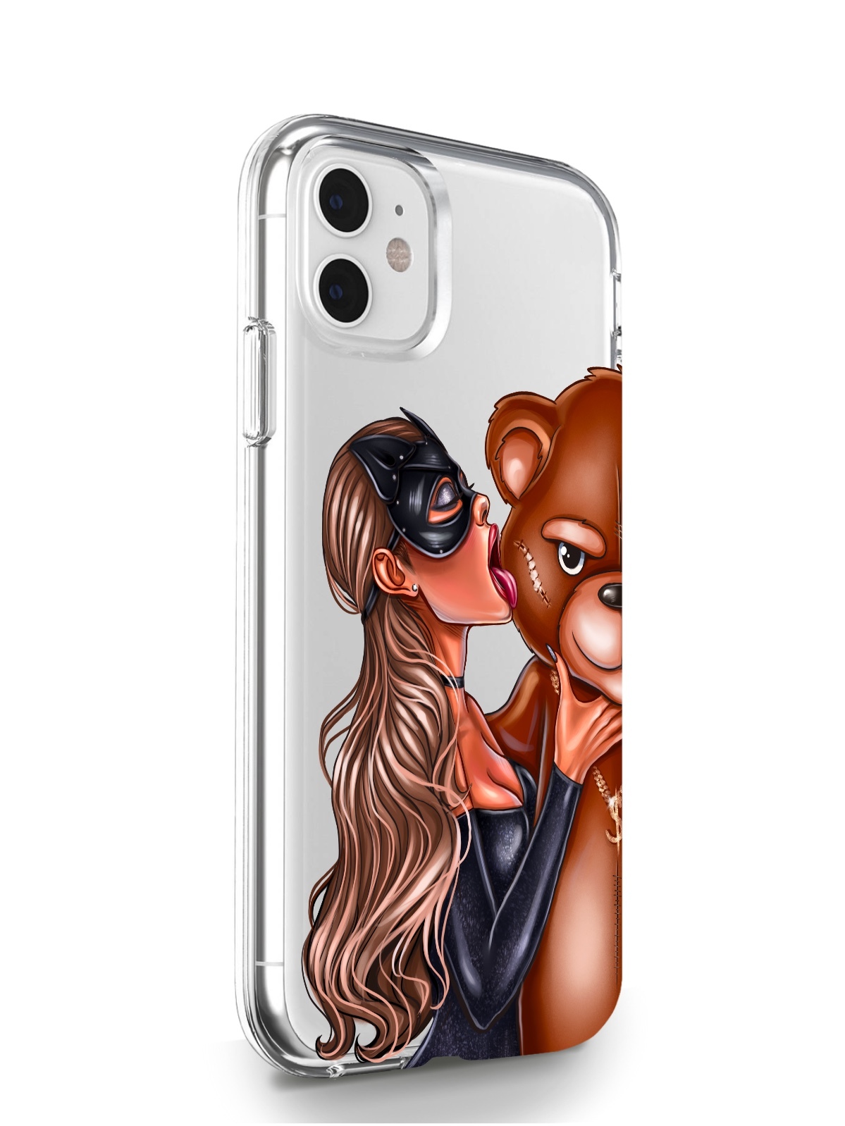 фото Чехол musthavecase для iphone 11 кошечка русая и мишка прозрачный