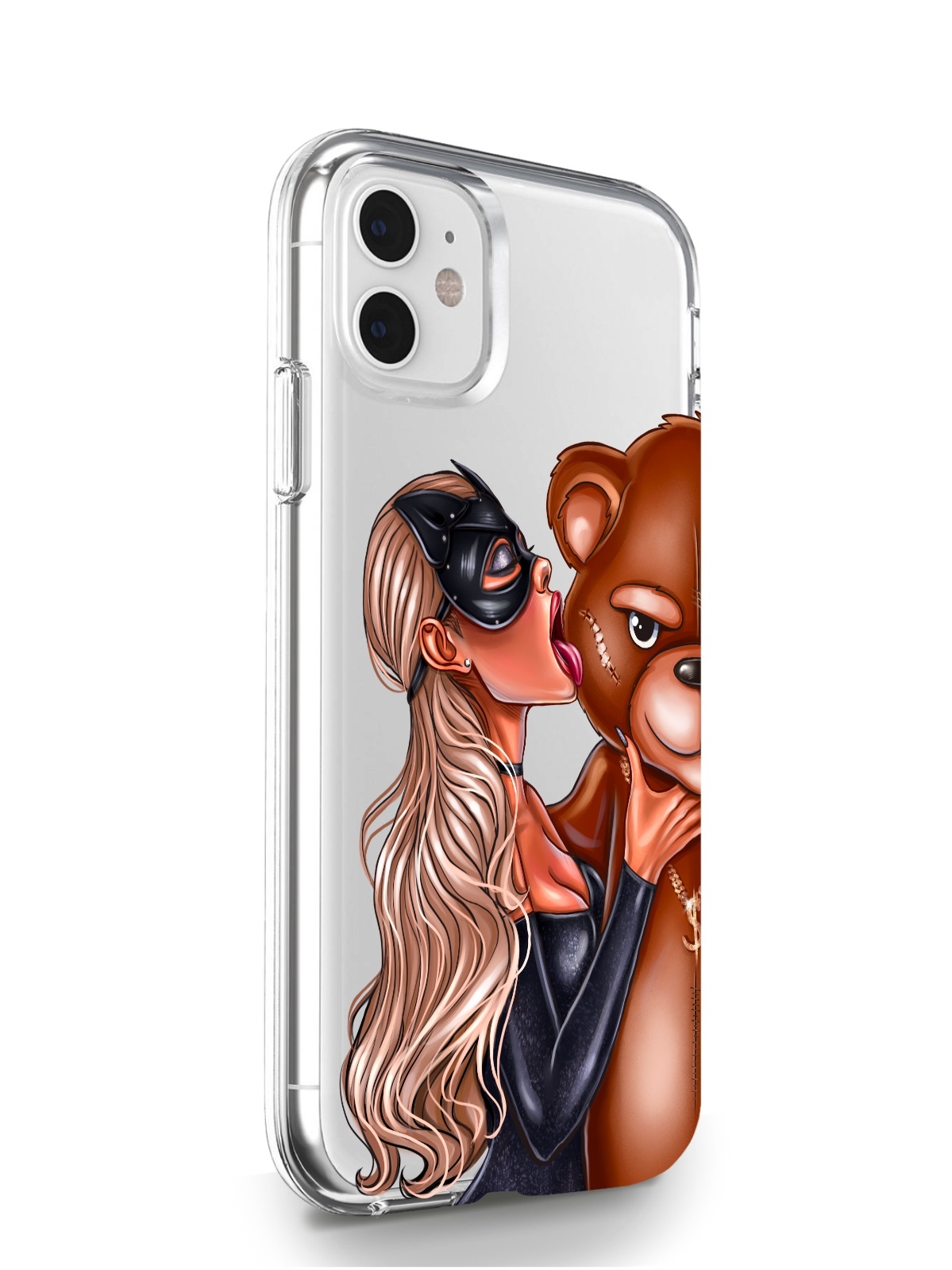 фото Чехол musthavecase для iphone 11 кошечка блондинка и мишка прозрачный