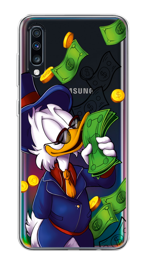 

Чехол на Samsung Galaxy A70 "Scrooge McDuck with Money", Синий;зеленый;белый, 28150-6