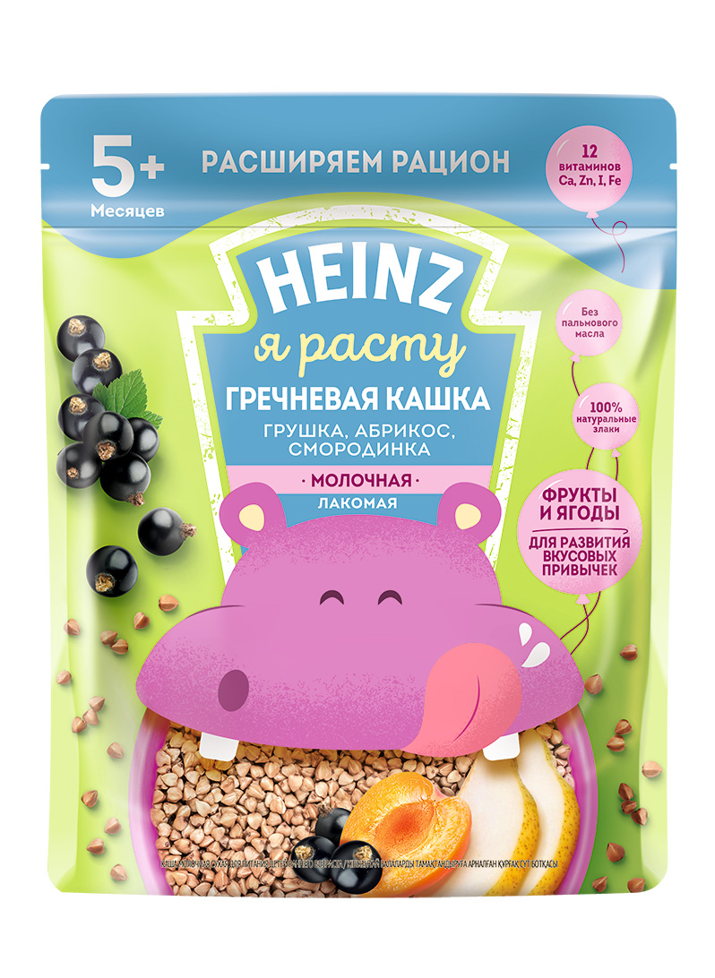 Каша молочная Heinz Гречневая грушка, абрикос, смородинка с 5 мес. 170 г