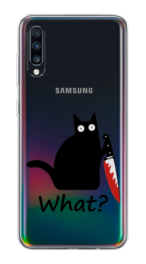 

Чехол на Samsung Galaxy A70 "Котик с ножом", Черный;красный, 28150-6