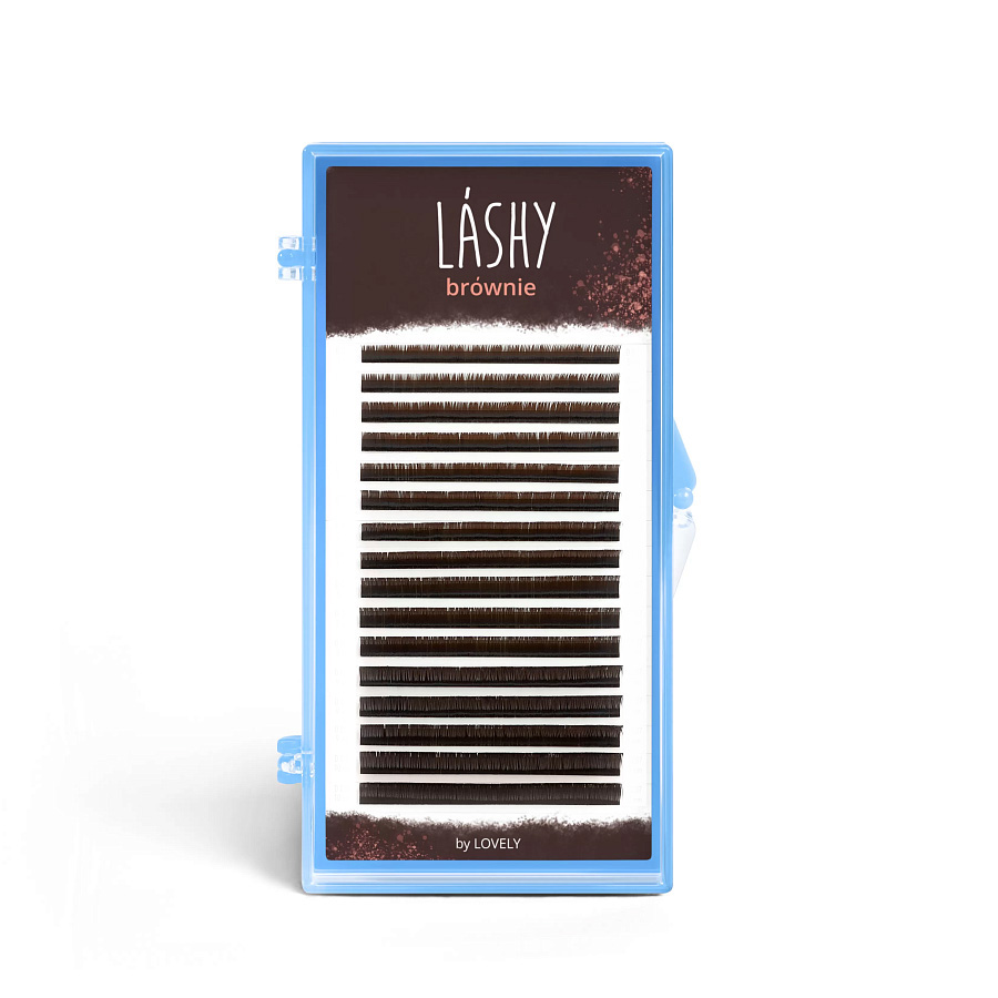 

Ресницы темно-коричневые LASHY Brownie - 16 линий - MIX L 0.07 7-12mm, Коричневый