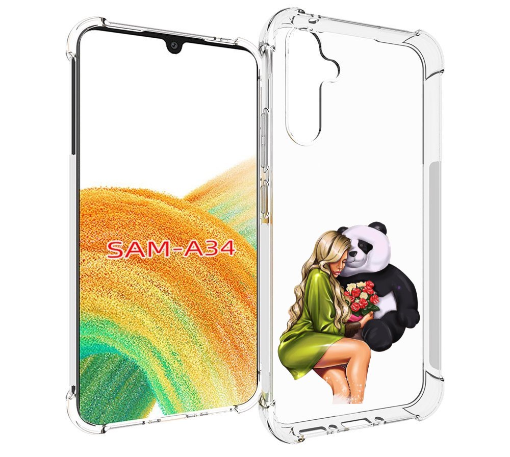 

Чехол MyPads Девушка-с-пандой-с-букетом женский для Samsung Galaxy A34, Tocco