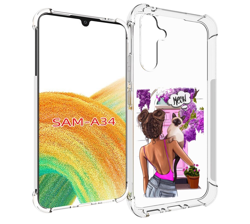 

Чехол MyPads Девушка-с-котиком женский для Samsung Galaxy A34, Tocco