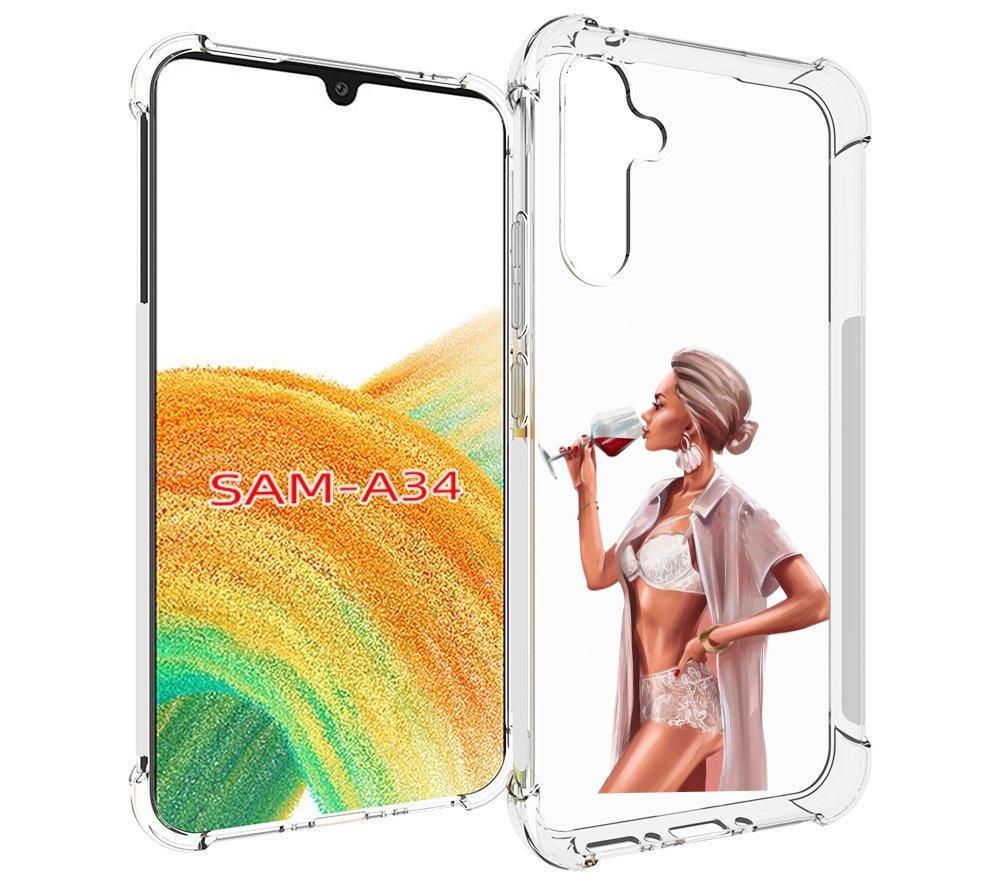 

Чехол MyPads Девушка-с-вином женский для Samsung Galaxy A34, Tocco