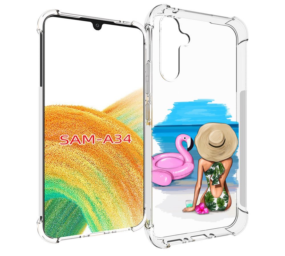 

Чехол MyPads Девушка-и-фламинго женский для Samsung Galaxy A34, Tocco