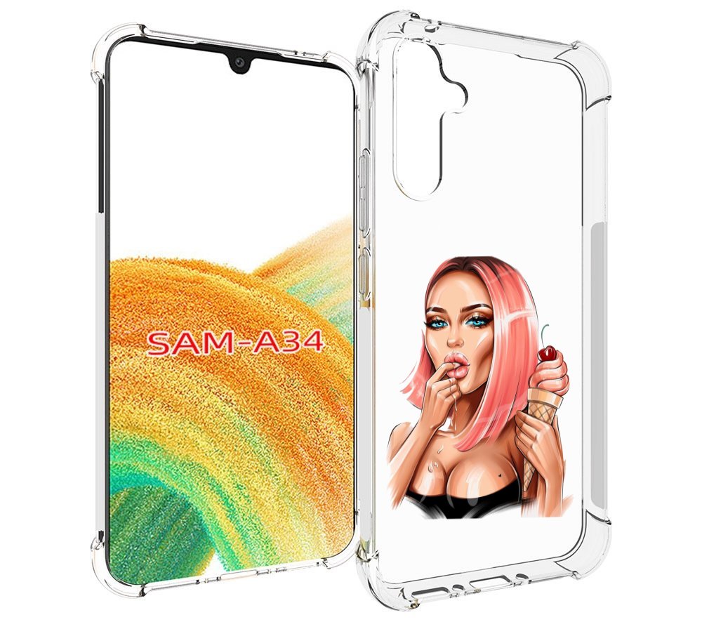 

Чехол MyPads Девушка-и-мороженое женский для Samsung Galaxy A34, Tocco