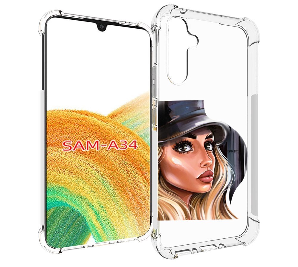 

Чехол MyPads Девушка-в-шляпе женский для Samsung Galaxy A34, Tocco