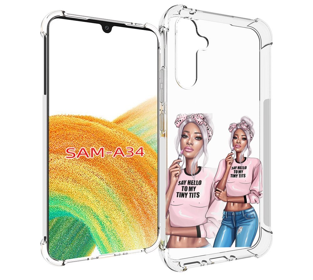 

Чехол MyPads Девушка-в-розовой-футболке женский для Samsung Galaxy A34, Tocco
