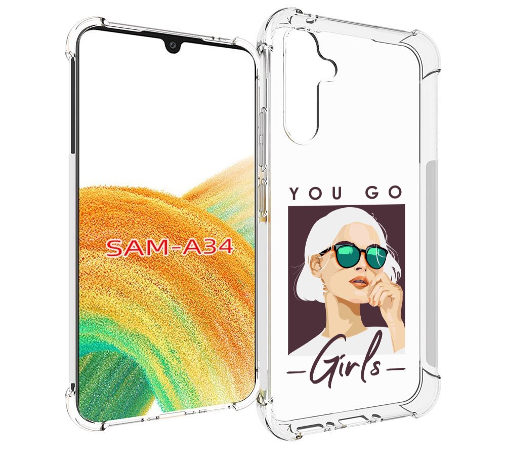 

Чехол MyPads Девушка-в-очках-с-белыми-волосами женский для Samsung Galaxy A34, Tocco