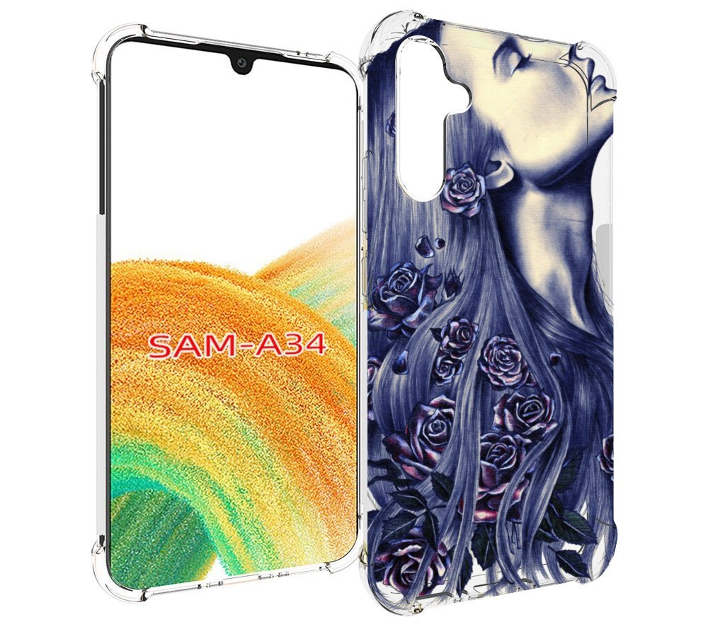 

Чехол MyPads Девушка с розами женский для Samsung Galaxy A34, Tocco