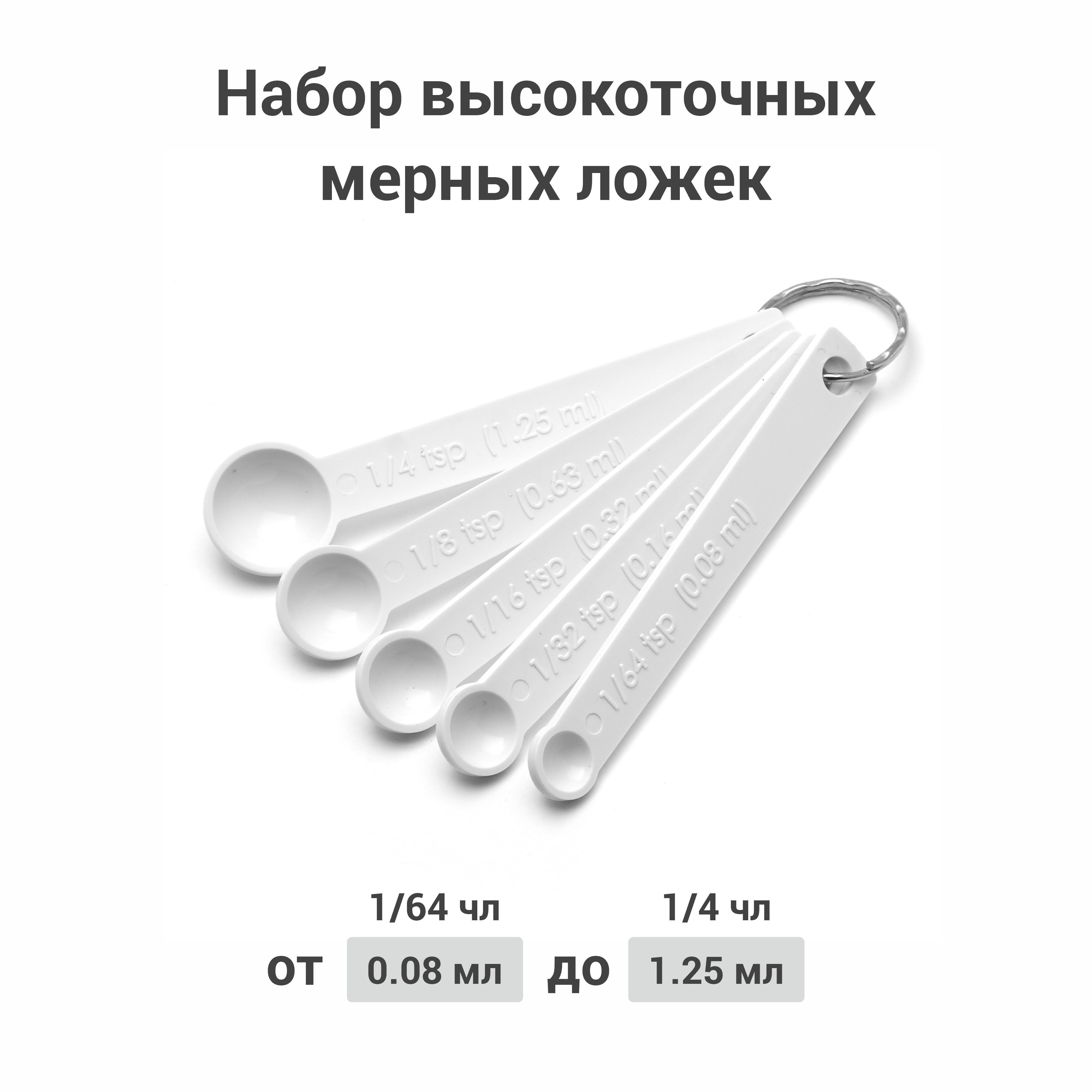 

Набор пластиковых мерных ложек Сыромания, белые, 5шт, 1607-5_Белый