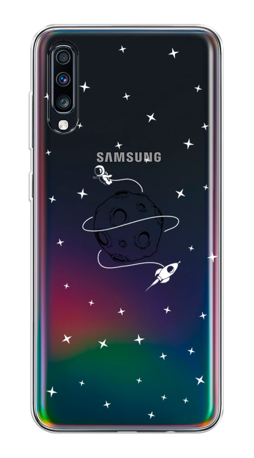 

Чехол на Samsung Galaxy A70 "Полет вокруг луны", Белый;серый;черный, 28150-2