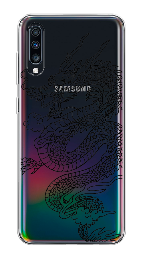 

Чехол на Samsung Galaxy A70 "Большой китайский дракон", Черный;серый, 28150-1