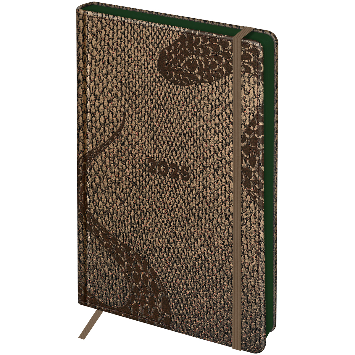 

Ежедневник BG Python Dark khaki А5 176 листов 2025г цветной срез, Dark khaki